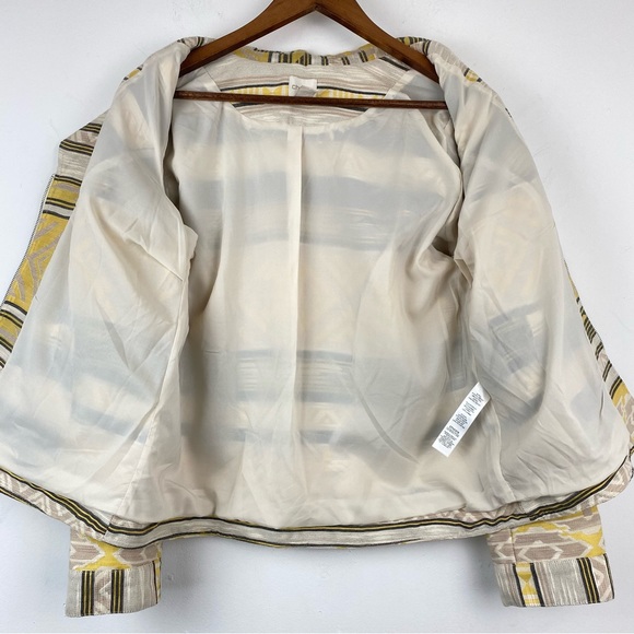 Chico’s size 1/Medium Women’s Yellow Gray Aztec Jacquard Moto Jacket - Picture 7 of 8